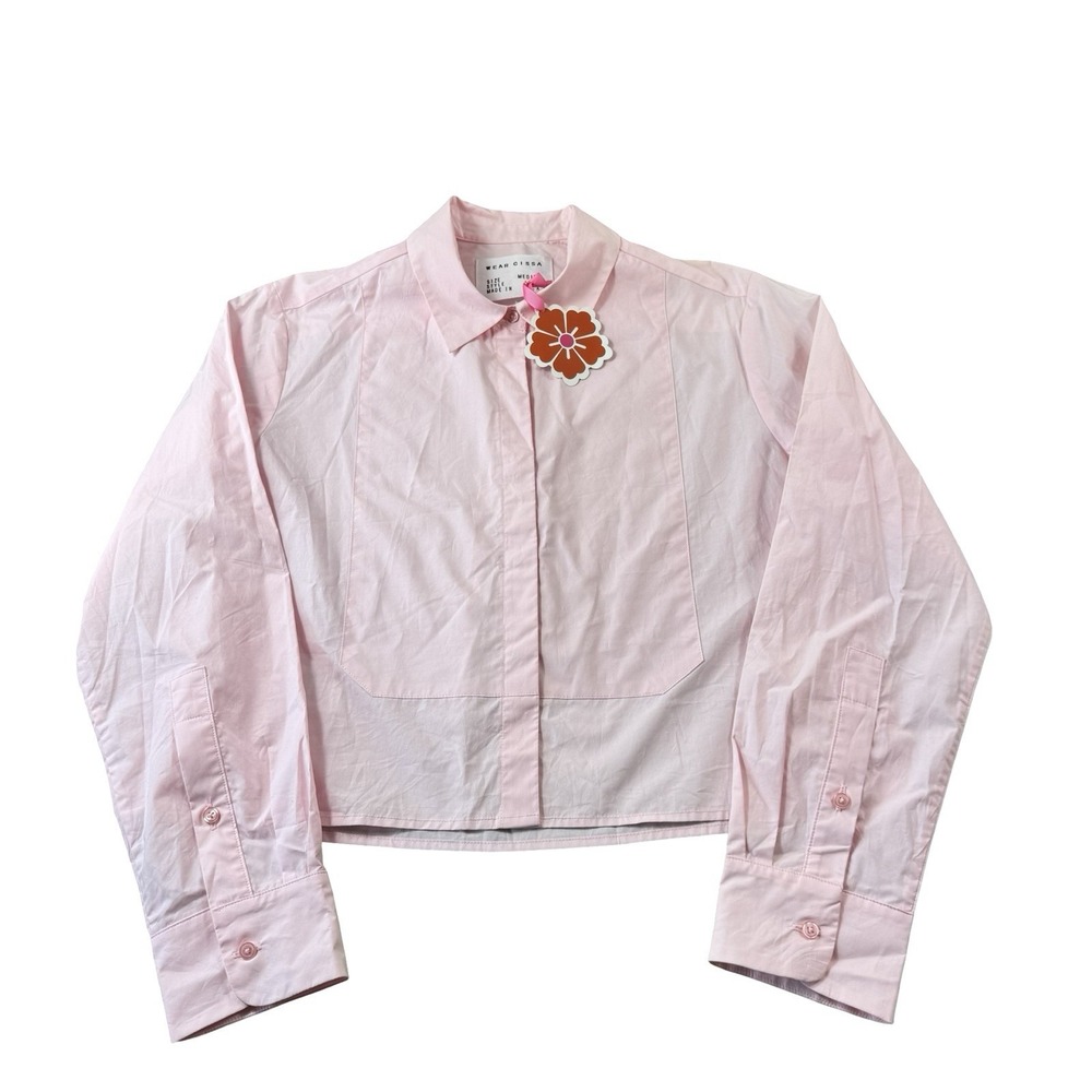 Wear Cissa Light Pink Medium Bib Womens L/S Cotton LA Button Front M NWT